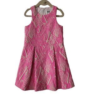 MILLY MINISPleated Jacquard Fit-and-Flare Dress, Pink‎